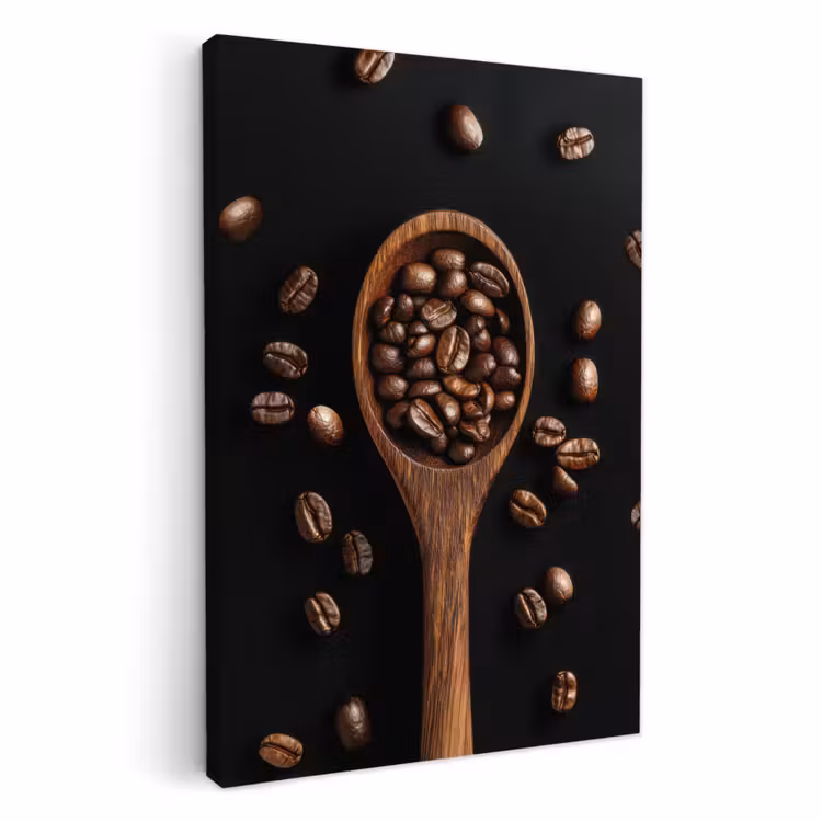 Leinwandbilder - Holz - Schwarz - Kaffeebohnen — 1