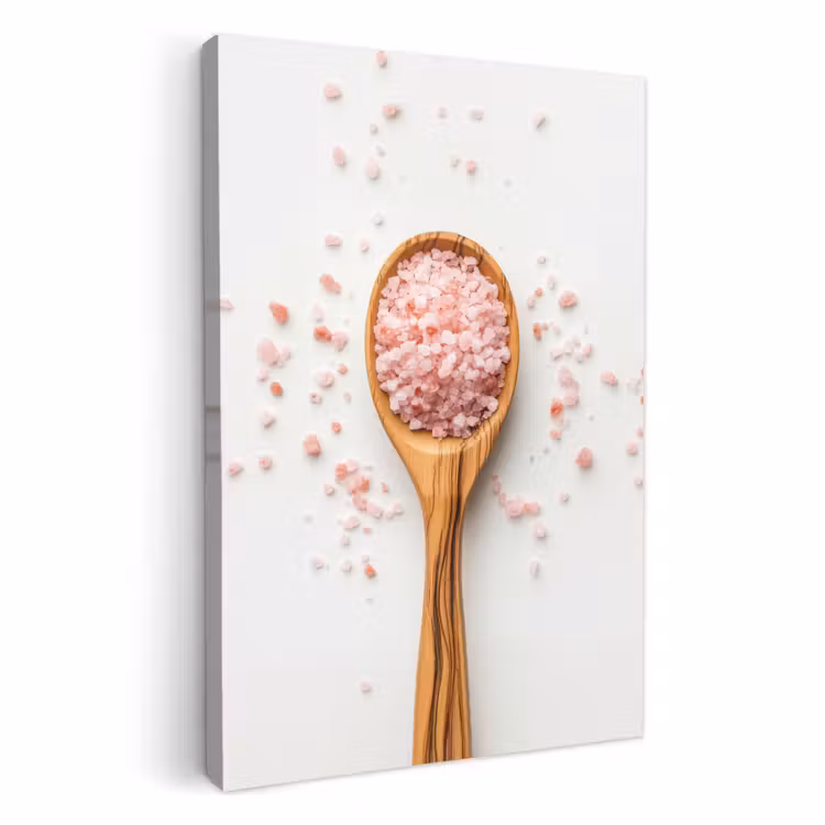 Leinwandbilder - Löffel - Salz - Rosa — 1