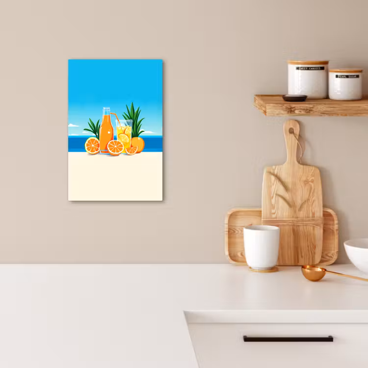 Leinwandbilder - Orangen - Eiswürfel - Meer - Illustration — 1