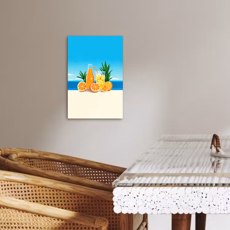 Leinwandbilder - Orangen - Eiswürfel - Meer - Illustration — 5