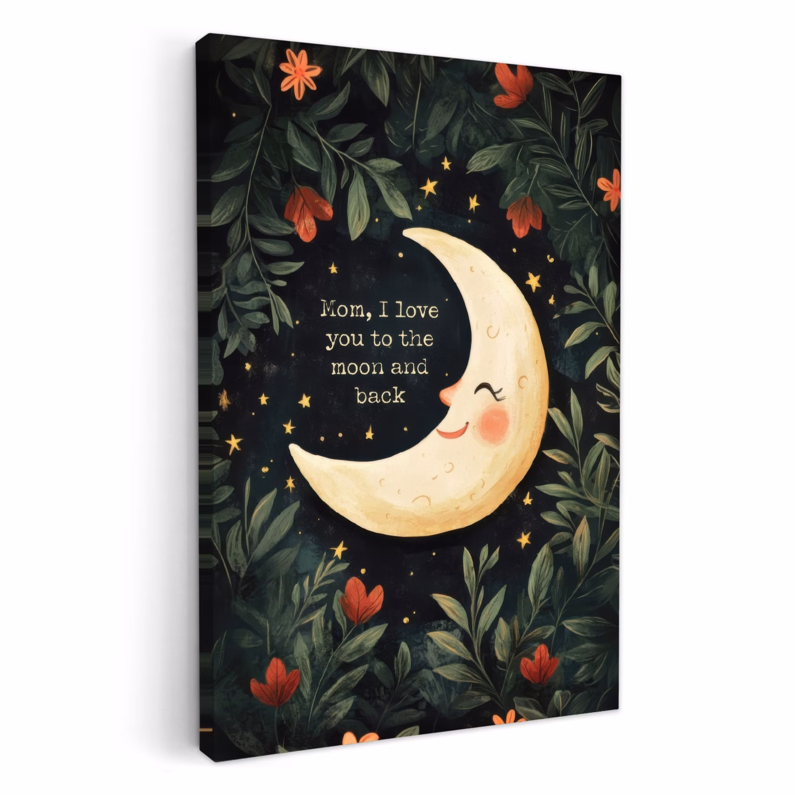 Leinwandbilder - Mond - Zitat - Blumen - Sterne — 1