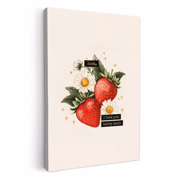 Leinwandbilder - Erdbeeren - Gänseblümchen - Zitat - Sterne — 1