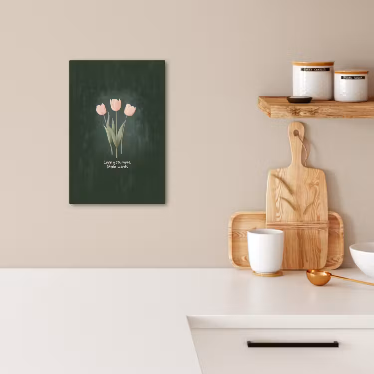 Leinwandbilder - Tulpen - Rosa - Text - Liebe — 4