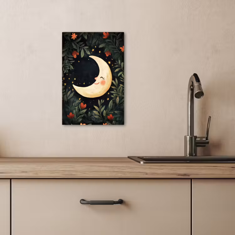 Leinwandbilder - Mond - Blumen - Nachthimmel — 2