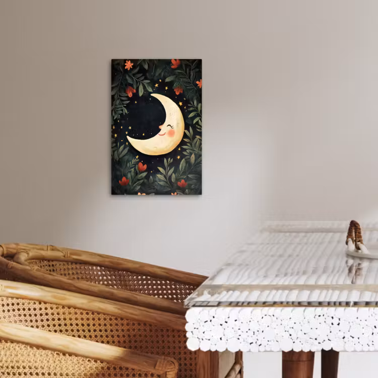 Leinwandbilder - Mond - Blumen - Nachthimmel — 4