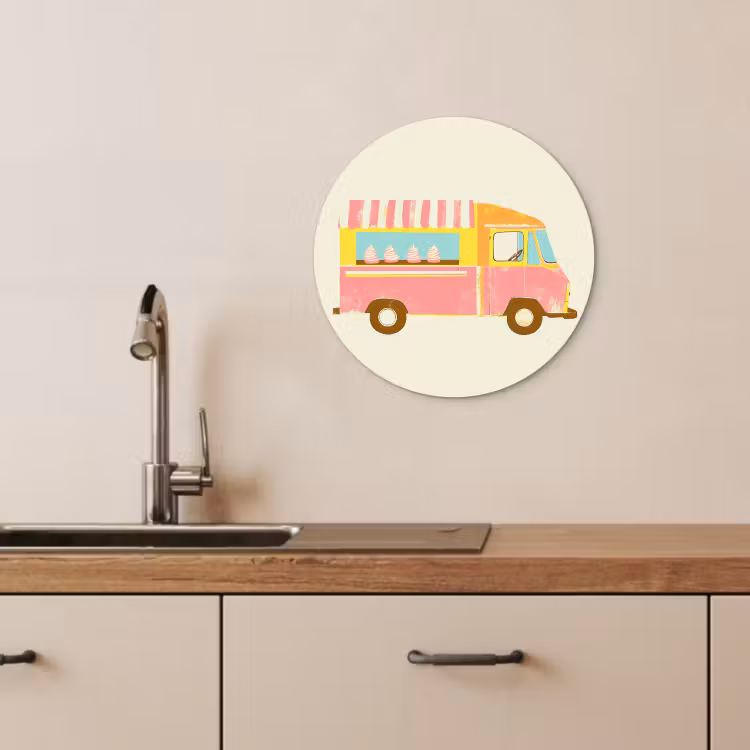 Runde Bilder - Eiscreme-Wagen - Retro - Softeis - Rosa — 3