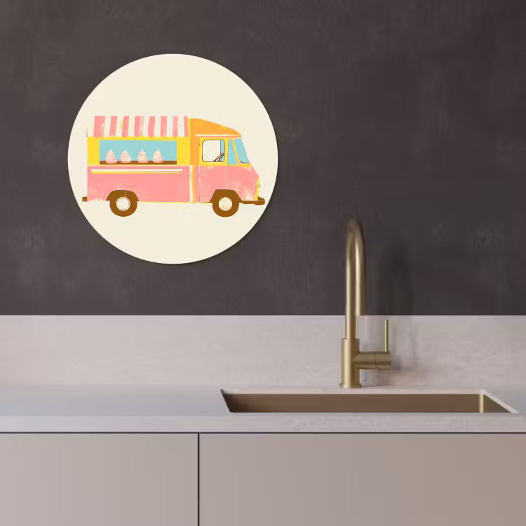 Runde Bilder - Eiscreme-Wagen - Retro - Softeis - Rosa — 4