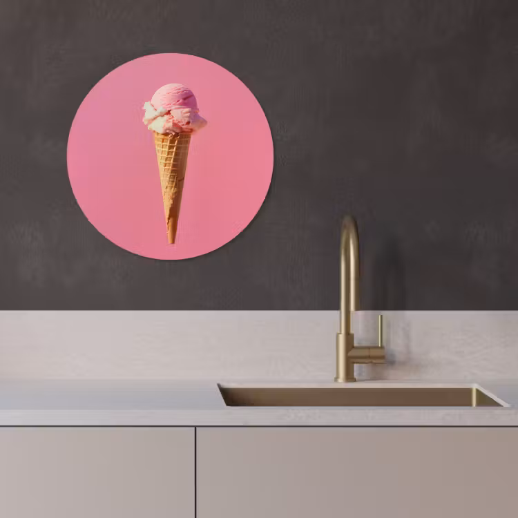 Runde Bilder - Horn - Schaufel Eiscreme - Rosa — 2