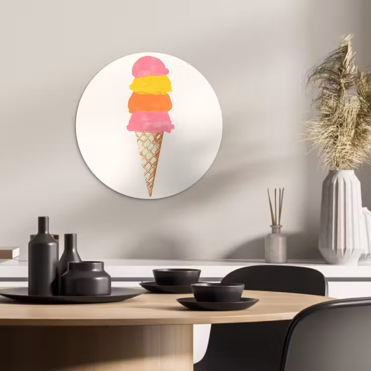 Runde Bilder - Schaufel Eiscreme - Hörner - Illustration - Minimalistisch — 2