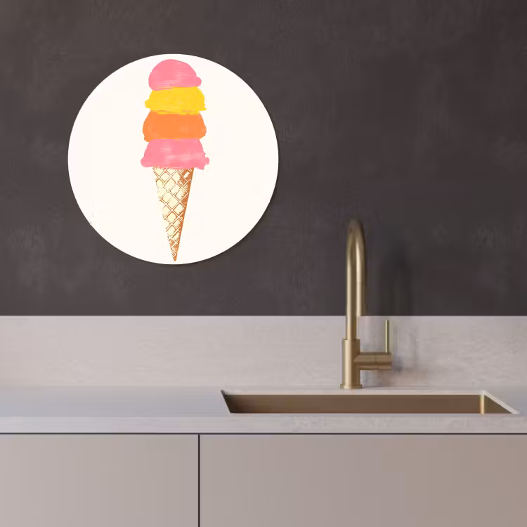 Runde Bilder - Schaufel Eiscreme - Hörner - Illustration - Minimalistisch — 3