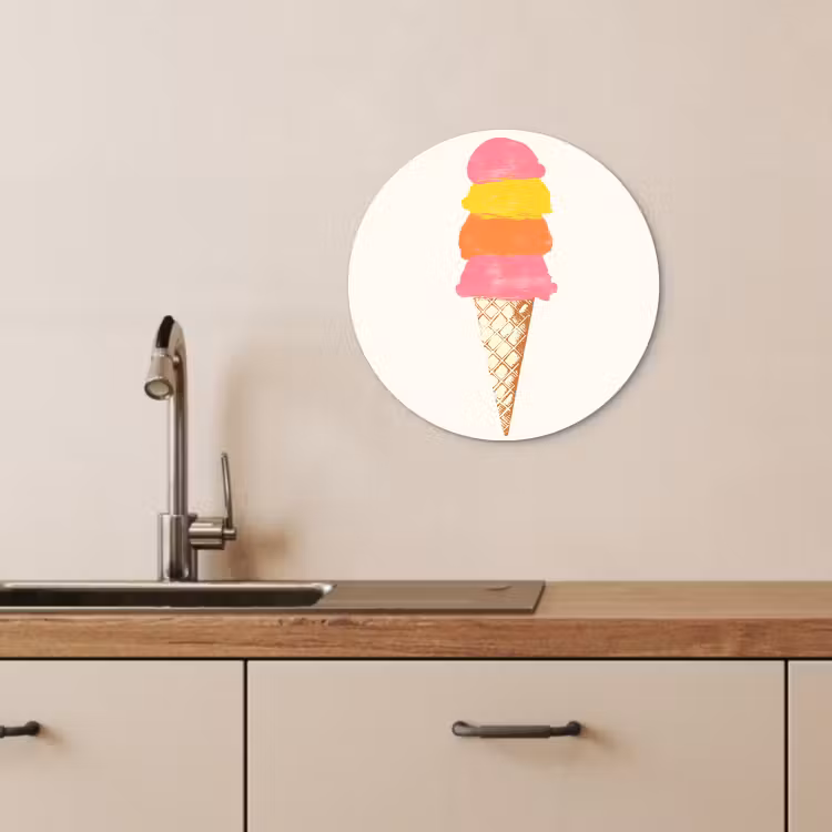 Runde Bilder - Schaufel Eiscreme - Hörner - Illustration - Minimalistisch — 4