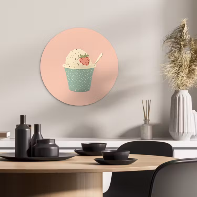 Runde Bilder - Tablett - Eiscreme - Erdbeere - Rosa — 3