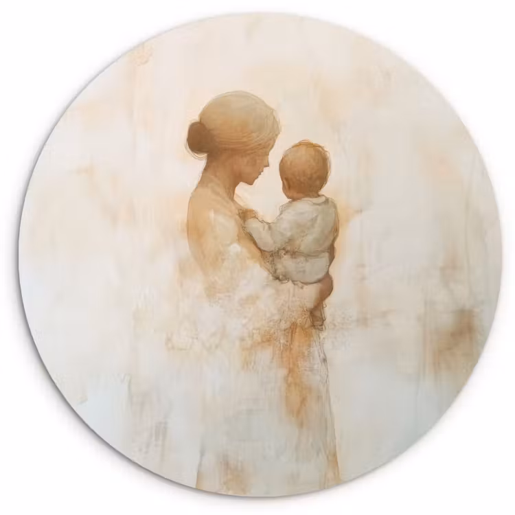 Runde Bilder - Kind - Mutter - Aquarellmalerei — 1