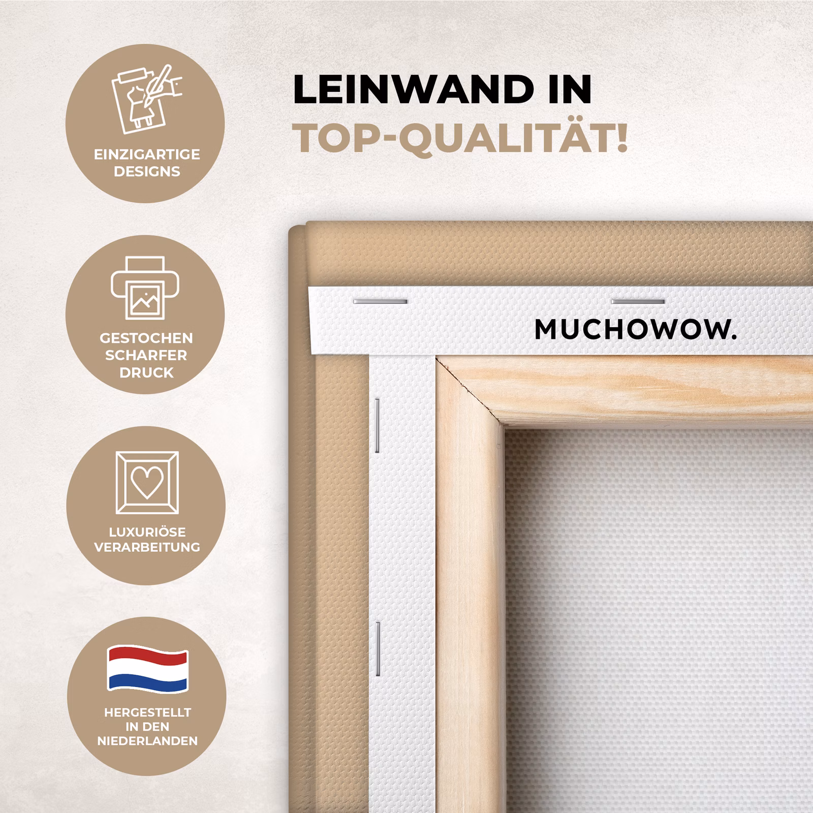 Leinwandbilder - Pfirsich - Strichzeichnung - Grube - Beige — 1