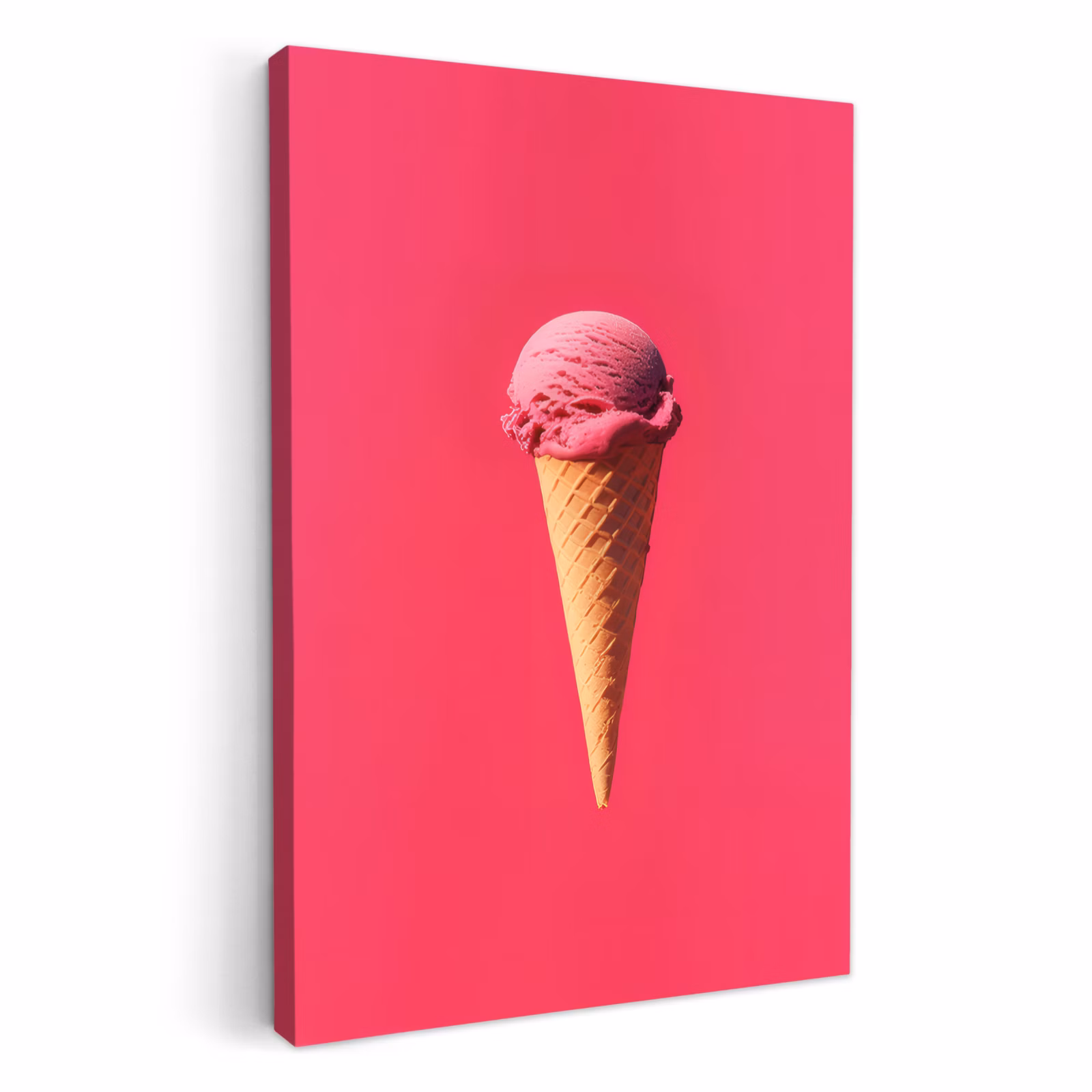 Leinwandbilder - Schaufel Eiscreme - Rosa - Horn — 1