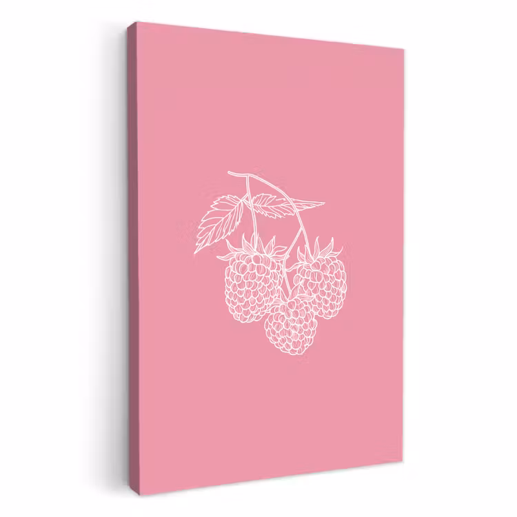Leinwandbilder - Himbeeren - Stiel - Gezeichnet - Rosa — 3