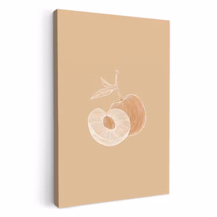 Leinwandbilder - Pfirsich - Strichzeichnung - Grube - Beige — 2