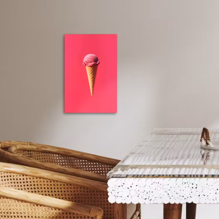 Leinwandbilder - Schaufel Eiscreme - Rosa - Horn — 5