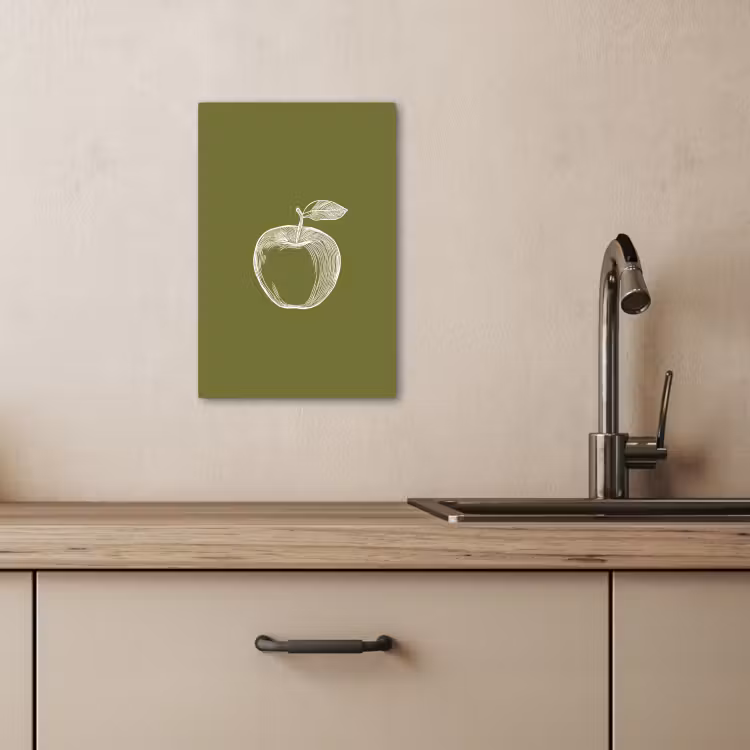 Leinwandbilder - Strichzeichnung - Apfel - Olivgrün - Blatt — 2