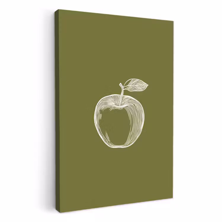 Leinwandbilder - Strichzeichnung - Apfel - Olivgrün - Blatt — 3