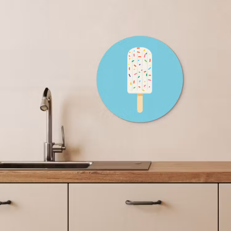 Runde Bilder - Eiscreme - Stiel - Streusel - Hellblau — 2