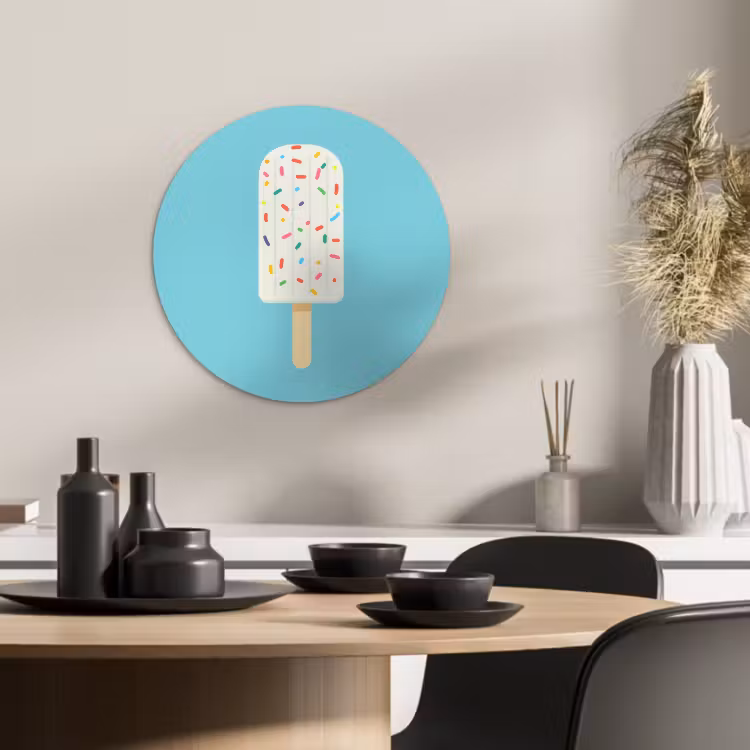 Runde Bilder - Eiscreme - Stiel - Streusel - Hellblau — 4