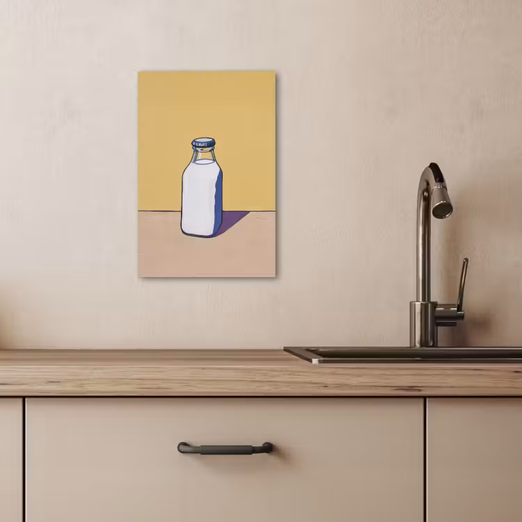 Leinwandbilder - Gläser - Flasche - Illustration - Milch — 1