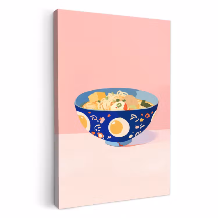 Leinwandbilder - Nudeln - Schüssel - Blau - Illustration — 2