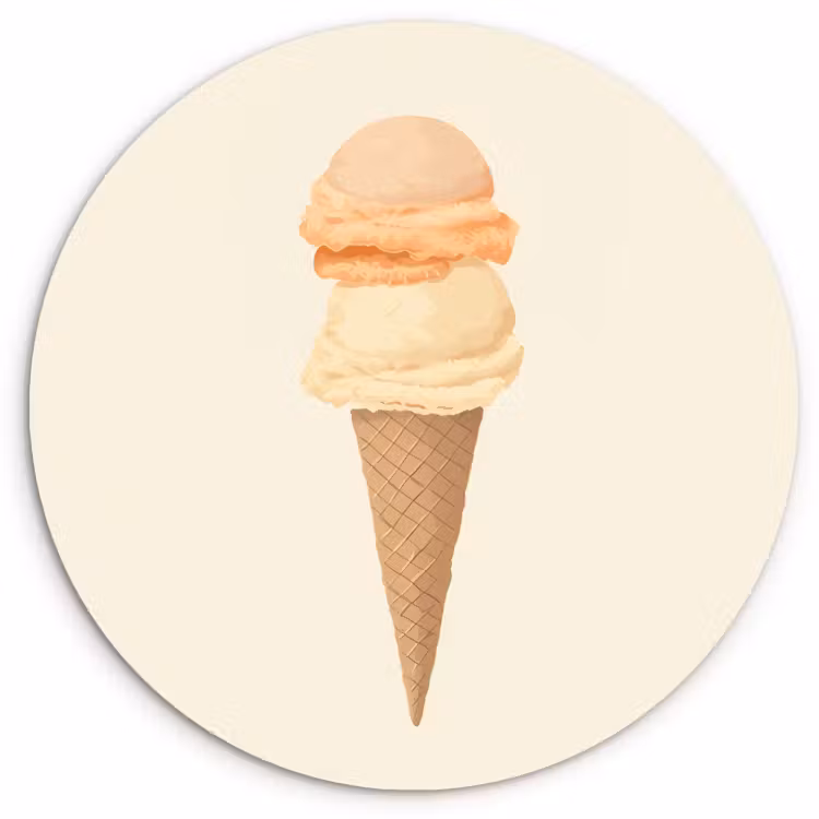Runde Bilder - Minimalist - Schaufel Eiscreme - Horn - Beige — 1