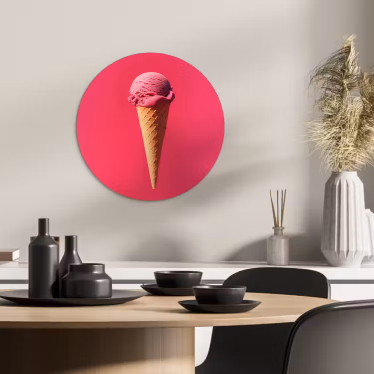 Runde Bilder - Schaufel Eiscreme - Rosa - Horn — 1