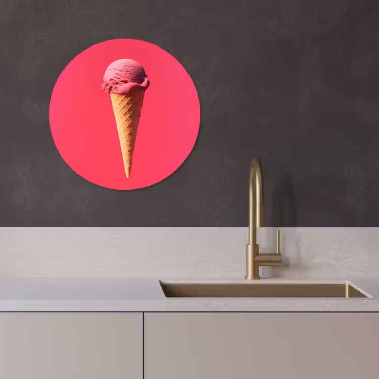 Runde Bilder - Schaufel Eiscreme - Rosa - Horn — 4