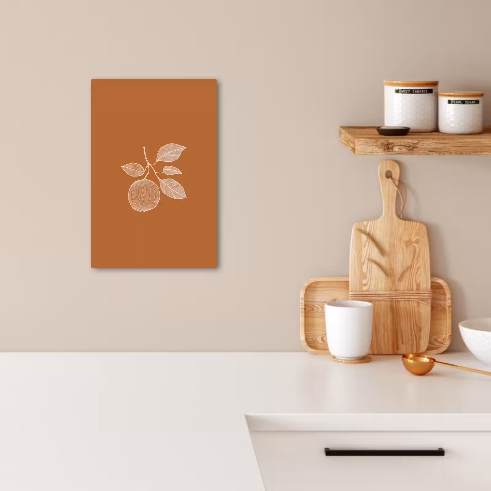 Leinwandbilder - Orange - Gezeichnet - Blätter - Braun — 1