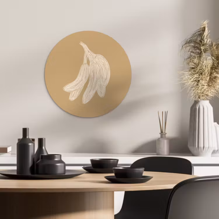 Runde Bilder - Bananen - Beige - Strichzeichnung - Minimalistisch — 1
