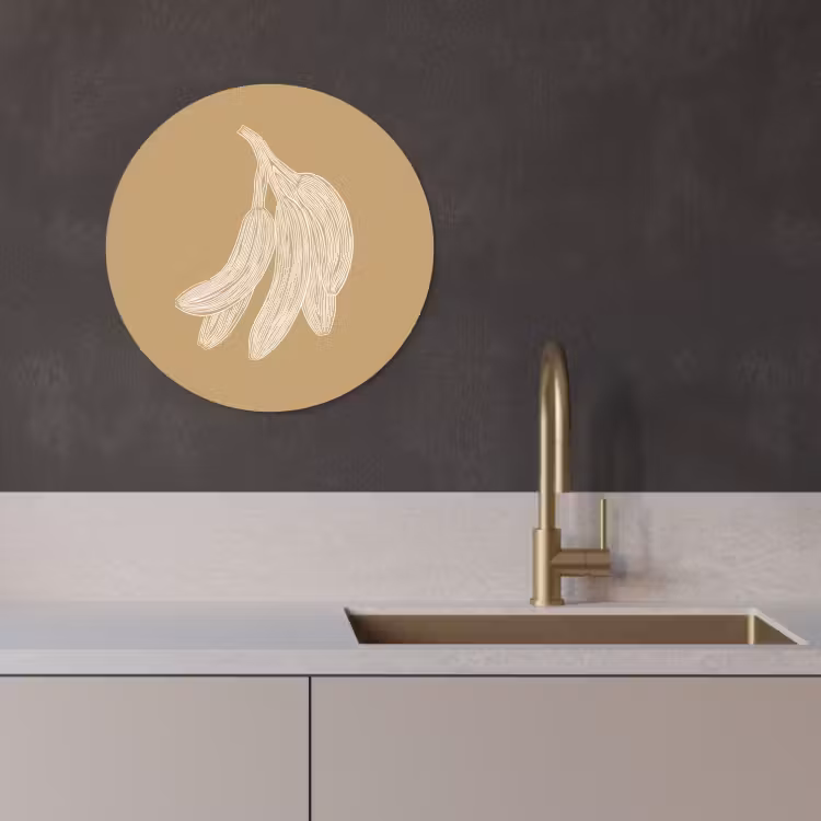 Runde Bilder - Bananen - Beige - Strichzeichnung - Minimalistisch — 3