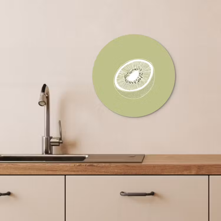 Runde Bilder - Kiwi - Strichzeichnung - Minimalistisch - Grün — 1