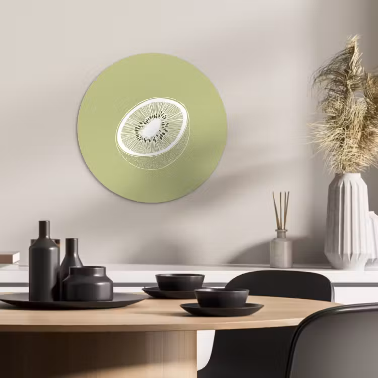 Runde Bilder - Kiwi - Strichzeichnung - Minimalistisch - Grün — 2
