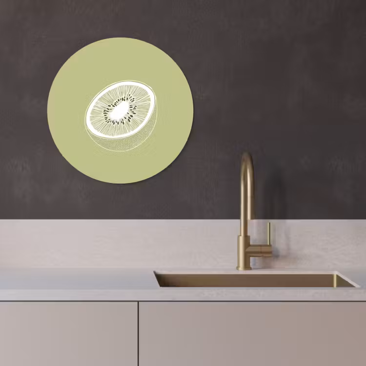 Runde Bilder - Kiwi - Strichzeichnung - Minimalistisch - Grün — 4