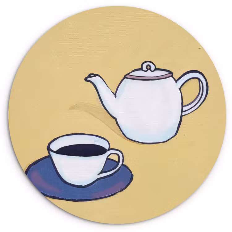 Runde Bilder - Teekanne - Tasse - Beige - Illustration — 1