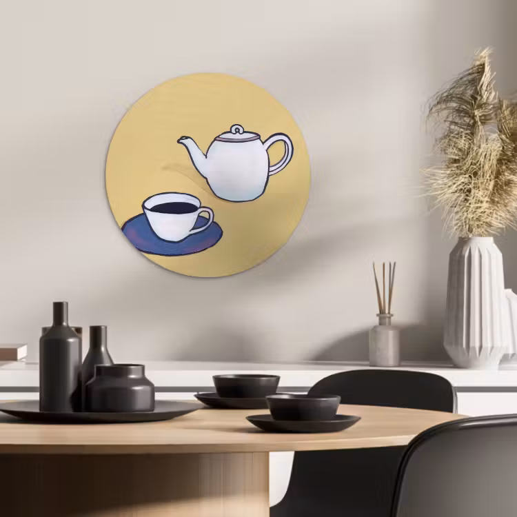 Runde Bilder - Teekanne - Tasse - Beige - Illustration — 3