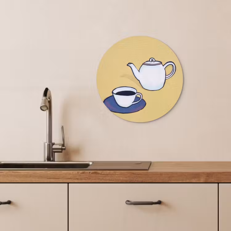 Runde Bilder - Teekanne - Tasse - Beige - Illustration — 4