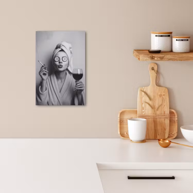 Leinwandbilder - Frau - Maske - Wein - Zigarette — 3