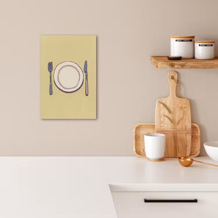 Leinwandbilder - Illustration - Teller - Besteck - Beige — 3