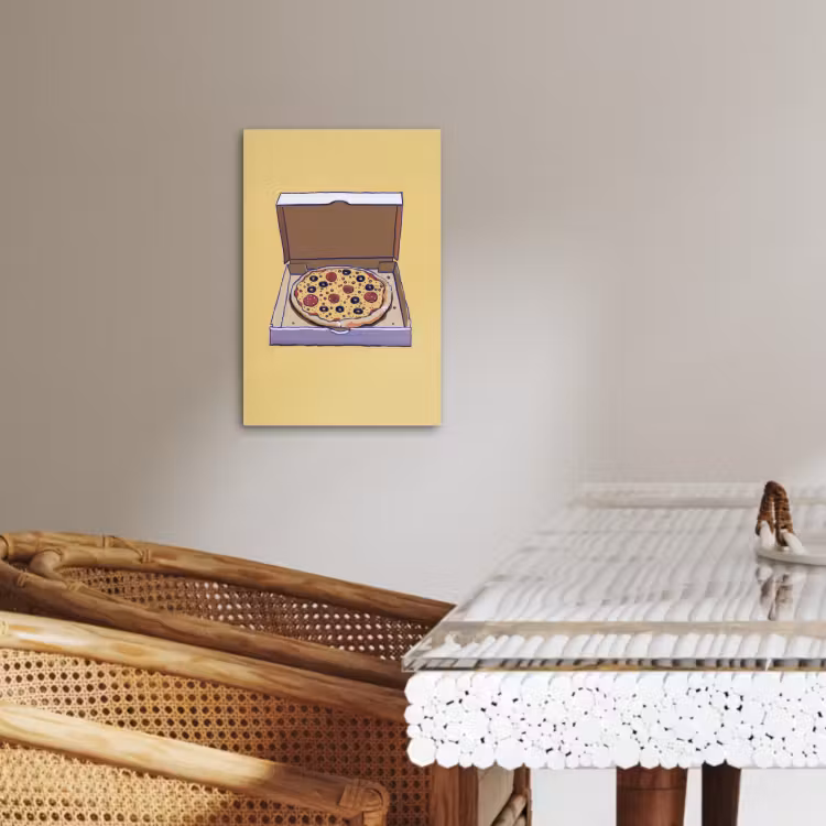 Leinwandbilder - Pizza - Schachtel - Salami - Illustration — 2