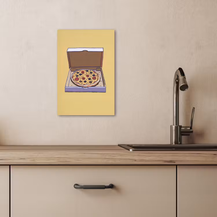 Leinwandbilder - Pizza - Schachtel - Salami - Illustration — 3
