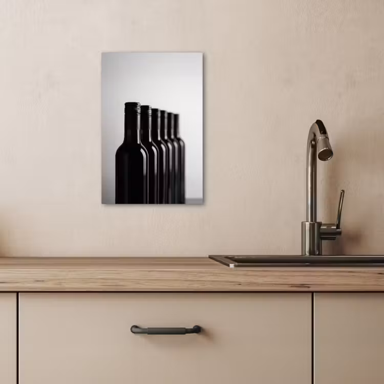 Leinwandbilder - Weinflaschen - Schwarz - Minimalistisch — 4