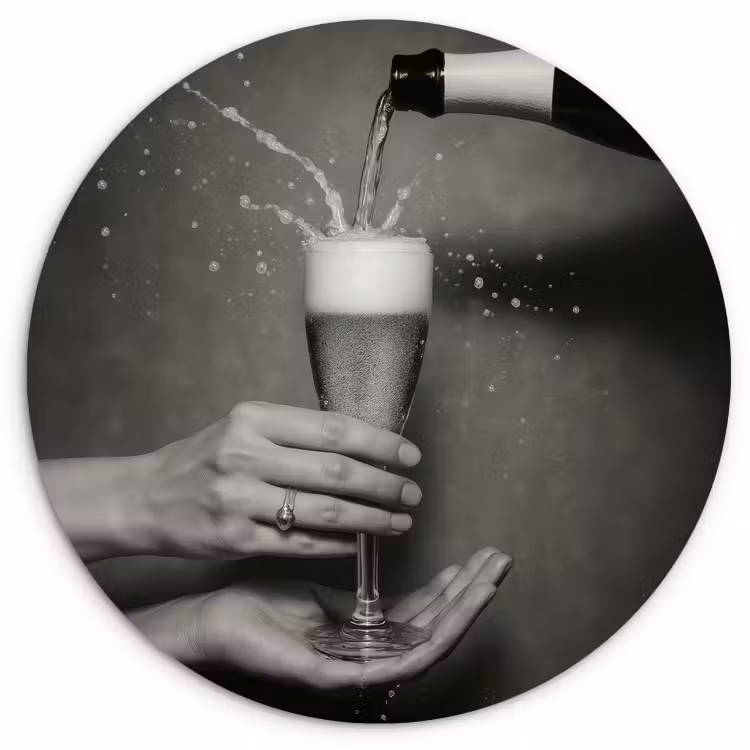 Runde Bilder - Champagnerflasche - Glas - Minimalistisch - Spritzer — 2
