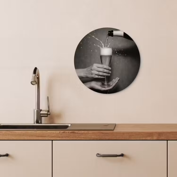 Runde Bilder - Champagnerflasche - Glas - Minimalistisch - Spritzer — 4