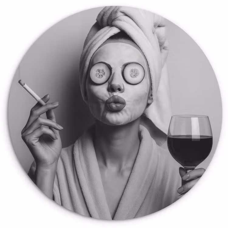 Runde Bilder - Frau - Maske - Wein - Zigarette — 2