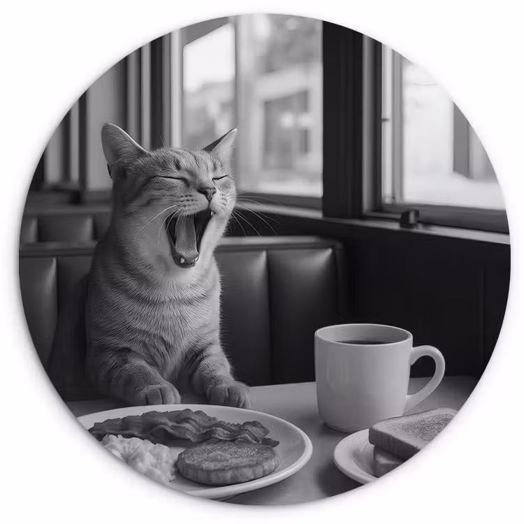Runde Bilder - Katze - Kaffee - Brot - Schwarz — 2