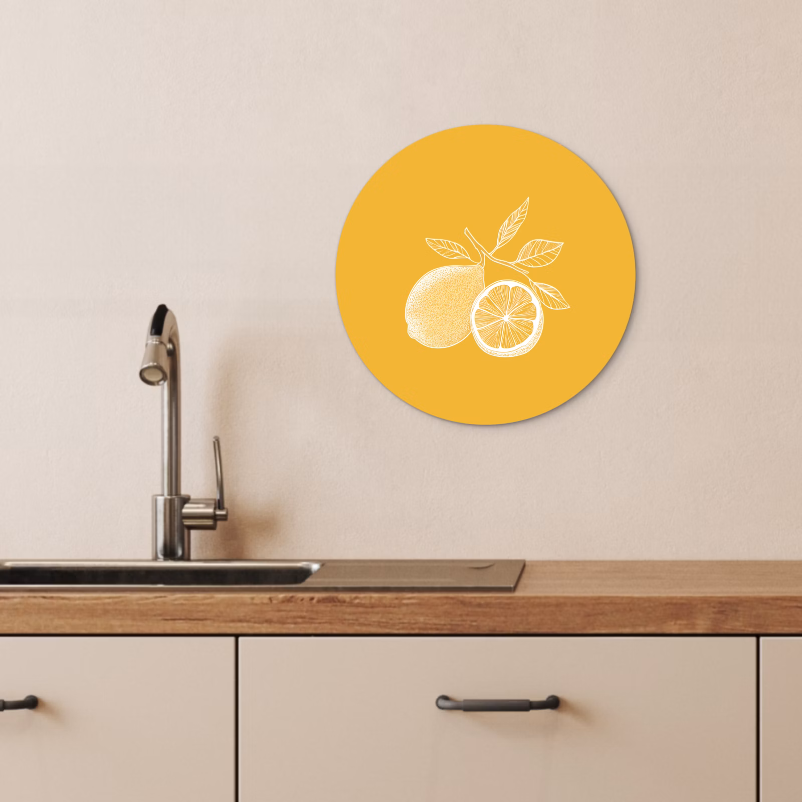Runde Bilder - Zitronen - Illustration - Minimalistisch - Gelb — 1